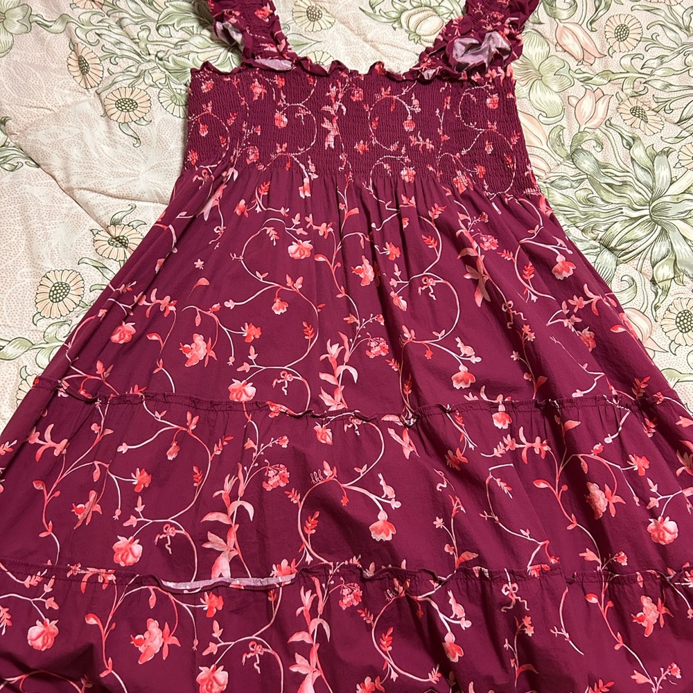 Hill House Nap Dress Size XL in Burgundy Botanical